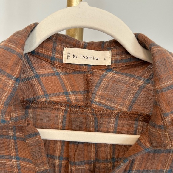 ❤️ By Together Brown Plaid Long Sleeve Dress Large NWOT Flannel - Picture 2 of 6